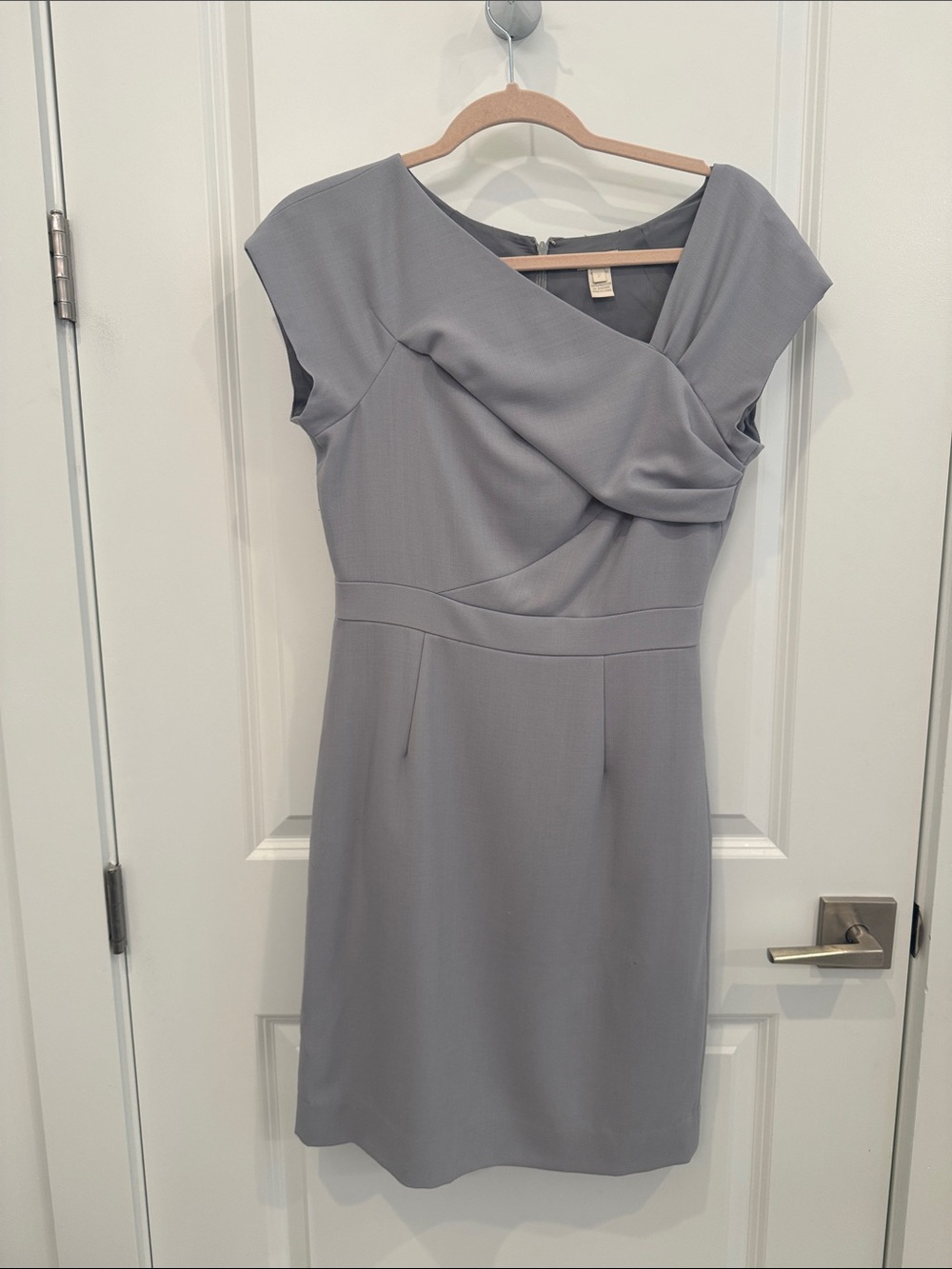 J. Crew Draped Cap-Sleeve Midi Dress in Light Gray